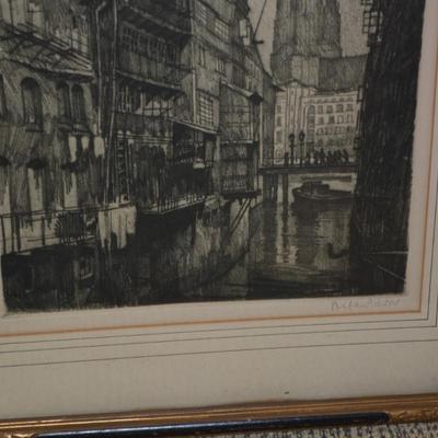 Framed & Matted Vintage Signed Lithograph 20.75”x16.25”