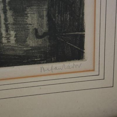 Framed & Matted Vintage Signed Lithograph 20.75”x16.25”