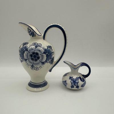 Vintage Delft Blue Hand Painted Pitchers