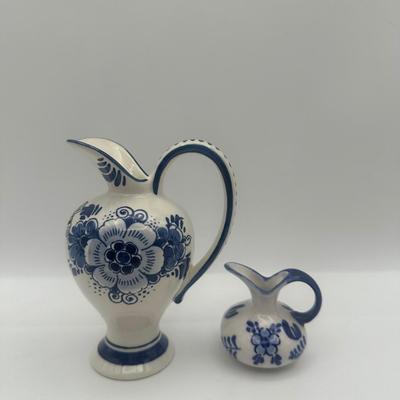 Vintage Delft Blue Hand Painted Pitchers