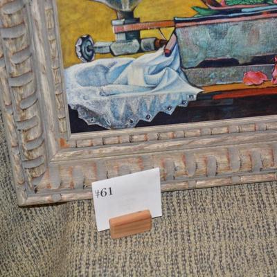 1968 Original Still Life Painting in Heavy Ornate Wood Frame