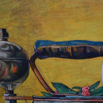 1968 Original Still Life Painting in Heavy Ornate Wood Frame