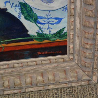 1968 Original Still Life Painting in Heavy Ornate Wood Frame