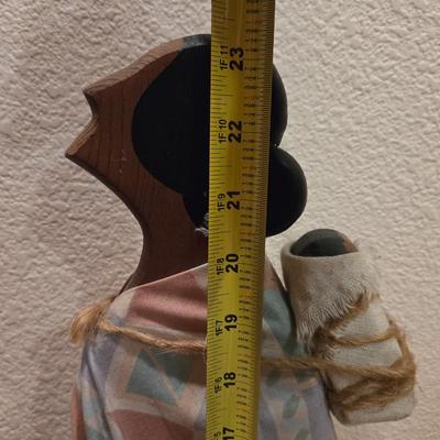 Painted Wood Native American with Her Child