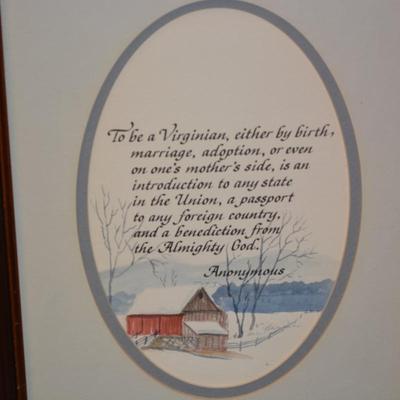 Framed & Matted Virginian Quote Print Signed 13.75”x10.5”