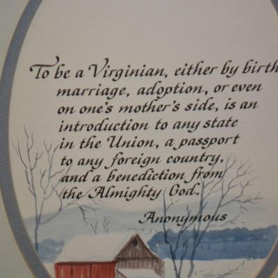 Framed & Matted Virginian Quote Print Signed 13.75”x10.5”