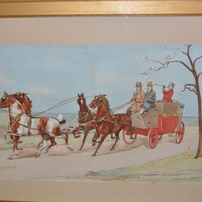 Framed & Matted George H. Harrington Stagecoach Print 37.5”x26”