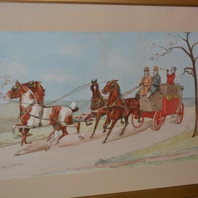 Framed & Matted George H. Harrington Stagecoach Print 37.5”x26”