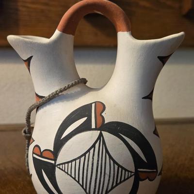 Pueblo Wedding Vase signed by GLORIA HOLGUIN of the Tiqua Tribe