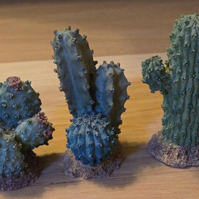 (3) Little Ganz Cactus and a Native American Chief Ornament