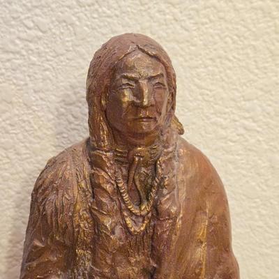 Painted Chalk Ware Native American Man Sculpture