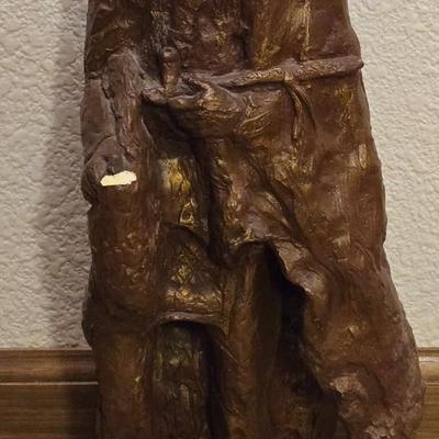 Painted Chalk Ware Native American Man Sculpture