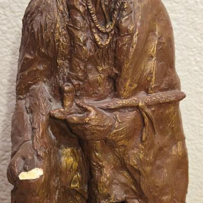 Painted Chalk Ware Native American Man Sculpture