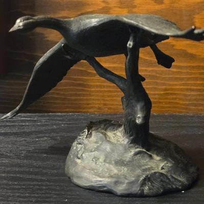 Bronze Flying Goose Sculpture by M. RILEY AUSTIN
