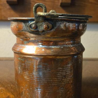 Small Copper and Iron Handle Pot