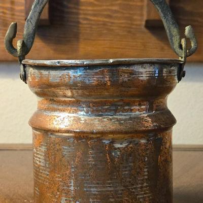 Small Copper and Iron Handle Pot