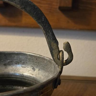 Small Copper and Iron Handle Pot
