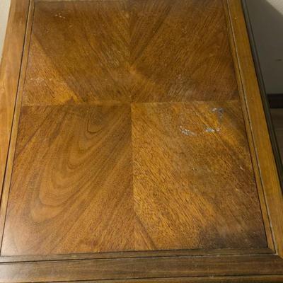 Wood and Cane Side Table with 2 Drawers