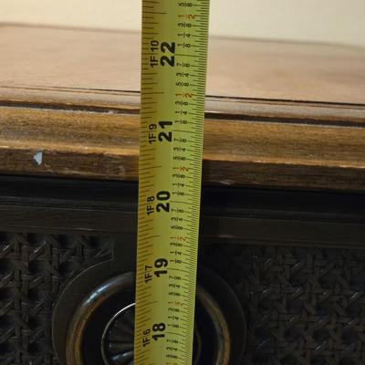 Wood and Cane Side Table with 2 Drawers
