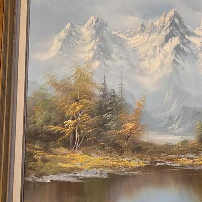 Beautiful Oil Cabin in the Mountains Scene