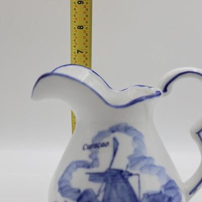 Delft Blue Hand Painted Pitcher and Saucer