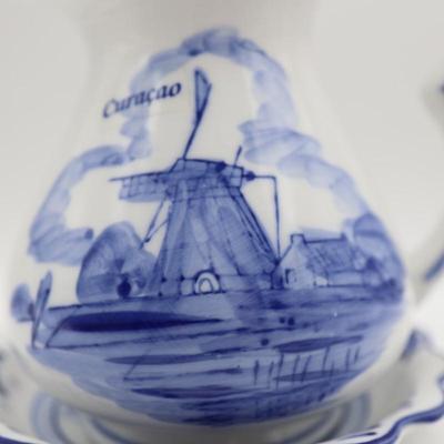 Delft Blue Hand Painted Pitcher and Saucer