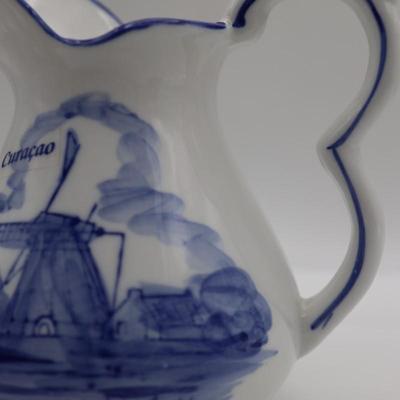 Delft Blue Hand Painted Pitcher and Saucer