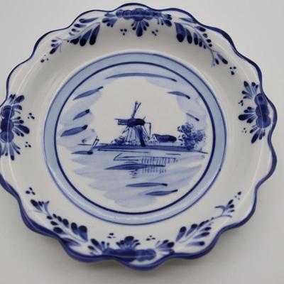Delft Blue Hand Painted Pitcher and Saucer