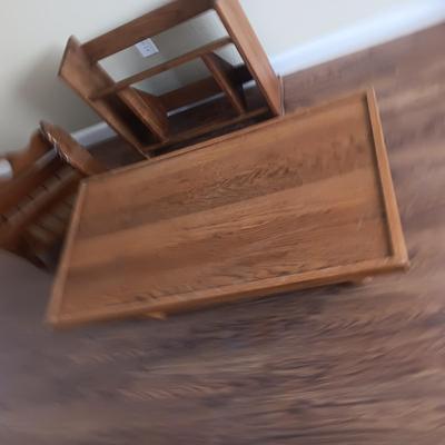 MAGAZINE RACK, COFFEE TABLE AND SMALL BOOK SHELF