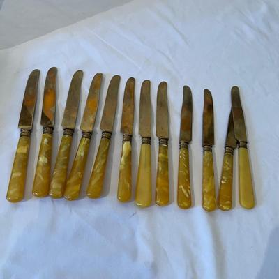 Set of Twelve Bronze/Bakelite Knives & Forks W/Case (GB-RG)