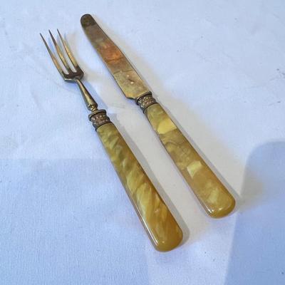 Set of Twelve Bronze/Bakelite Knives & Forks W/Case (GB-RG)