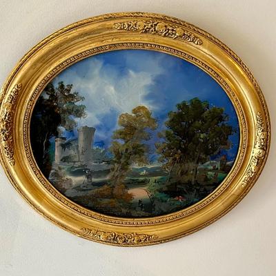 Reverse Glass Painting in Ornate Gilded Frame (GB-RG)