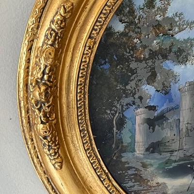 Reverse Glass Painting in Ornate Gilded Frame (GB-RG)