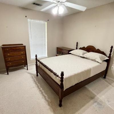 Vtg. Solid Wood Three (3) Full Size Piece Bedroom Set