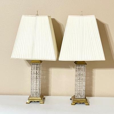 Pair (2) ~ 31” Crystal Style Table lamps ~*Read Details