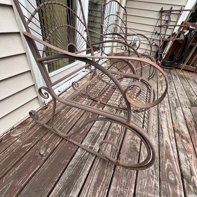 Pair of Ornate Metal Patio Rocking Chairs (Y-RG)