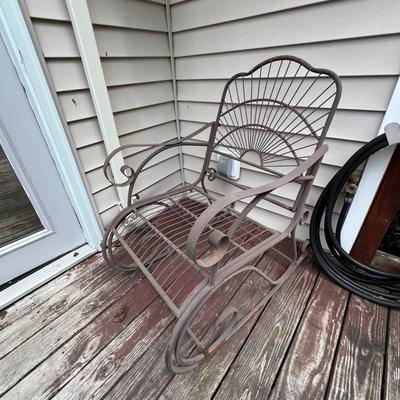 Pair of Ornate Metal Patio Rocking Chairs (Y-RG)