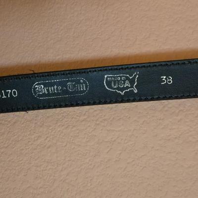 Men's Black Leather Brute Tan Belt