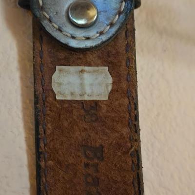Men's Black and Silver Monogrammed Leather Belt
