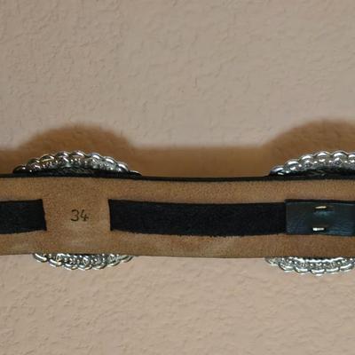 Women's Black Leather & Concho Belt