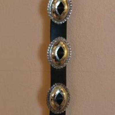 Women's Black Leather & Concho Belt