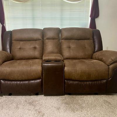 Mesa Brown Glider & Reclining Console Loveseat