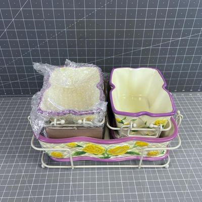 Set of Temptations, Rectangular Baking Dishes with Cradle's. YELLOW 