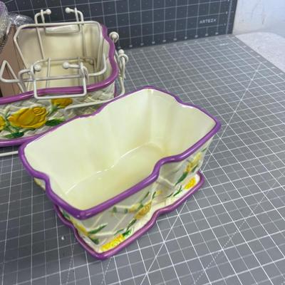 Set of Temptations, Rectangular Baking Dishes with Cradle's. YELLOW 