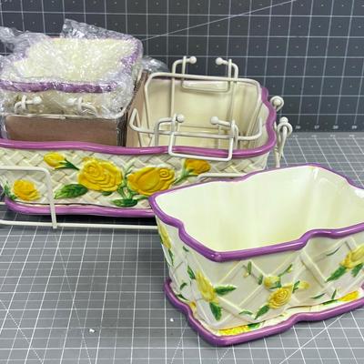 Set of Temptations, Rectangular Baking Dishes with Cradle's. YELLOW 