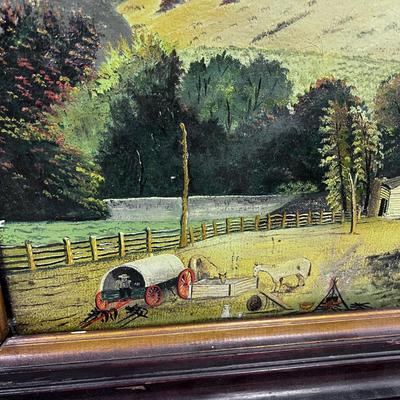 OLD Antique Oil Painting. No Signature. Western Village 