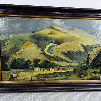 OLD Antique Oil Painting. No Signature. Western Village 
