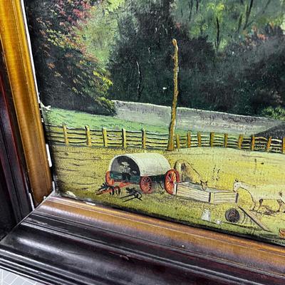 OLD Antique Oil Painting. No Signature. Western Village 