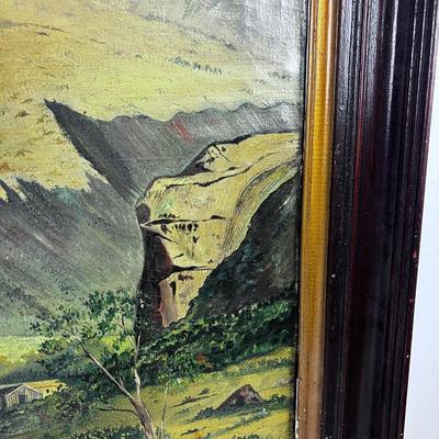 OLD Antique Oil Painting. No Signature. Western Village 