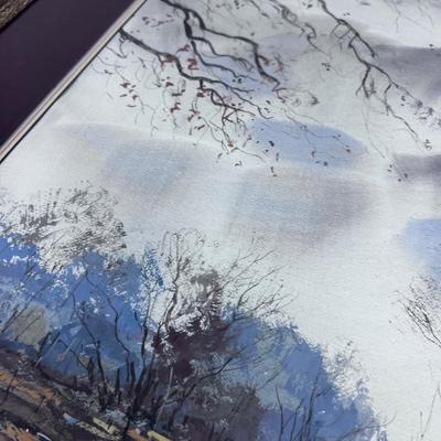 AFTERNOON STILLNESS Landscape, by SCHOFIELD Water Color under Glass 